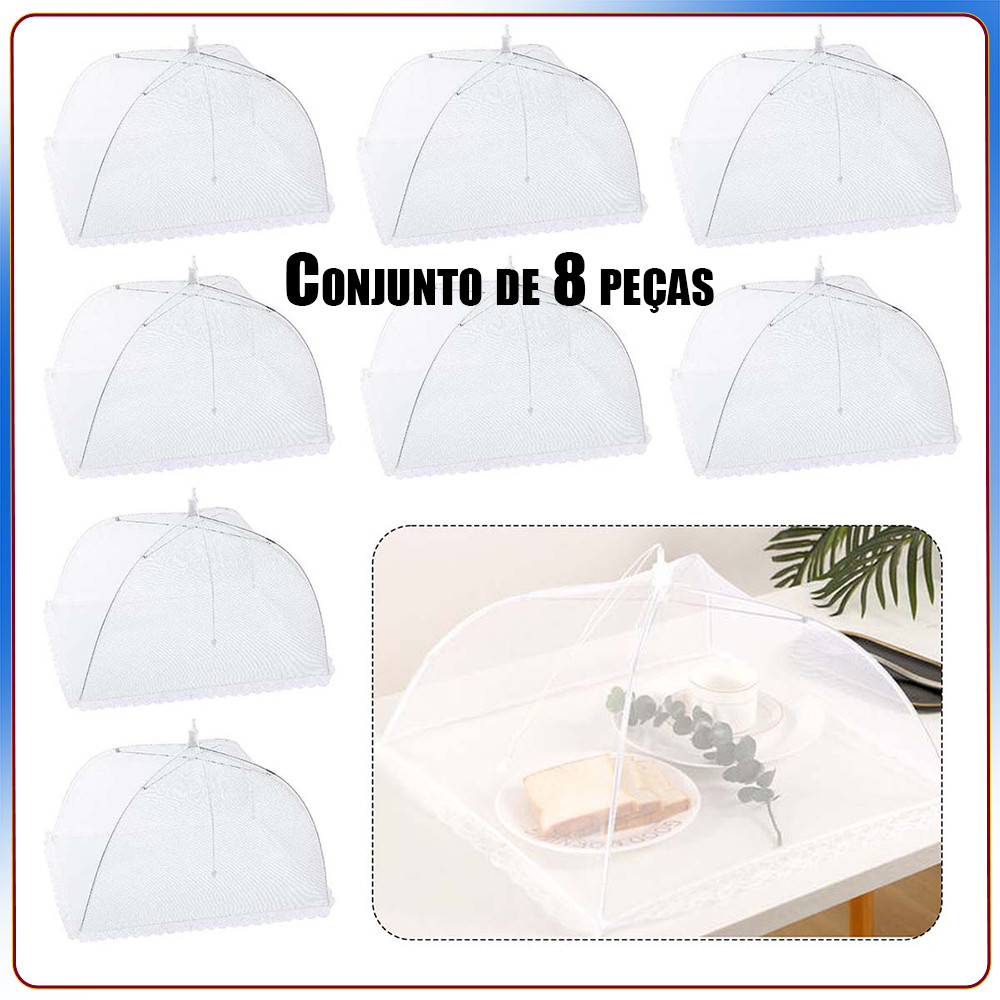 8 peças de cobertura de malha para alimentos Tenda à prova de insetos Bloqueia moscas insetos mosquitos 43x43x20cm