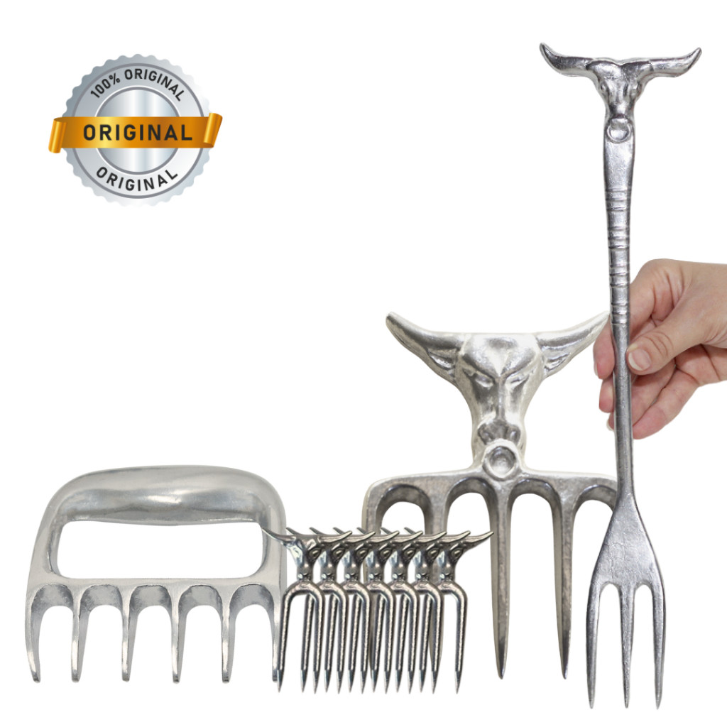 Kit Talheres  Grill - Garfo cara de boi + Garra cara de boi + Garra de urso + 7 Mini Petisqueiros