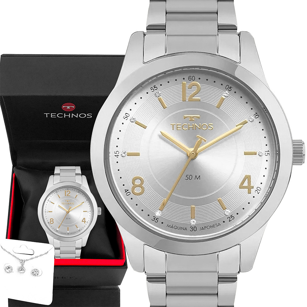 Relógio Technos Feminino Prata Original Prova Dágua Garantia em Oferta na Shopee