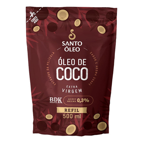 Óleo De Coco Extra Virgem De Pelicula 500ml Santo Óleo