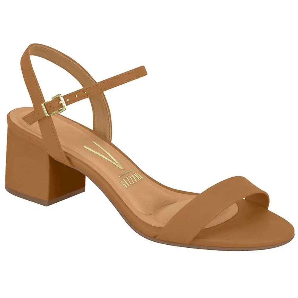 Sandália Feminina Salto Bloco Pelica Camel Vizzano 6291.900