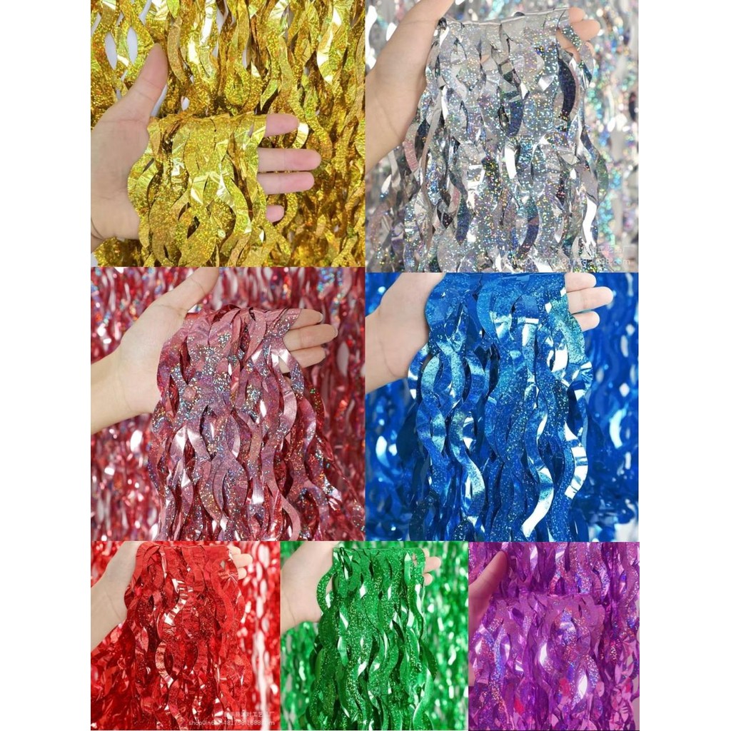Cortina Ondulada e Holografica metalizada para festa Franja 2M*1M painel decoração festa enfeite em Oferta na Shopee