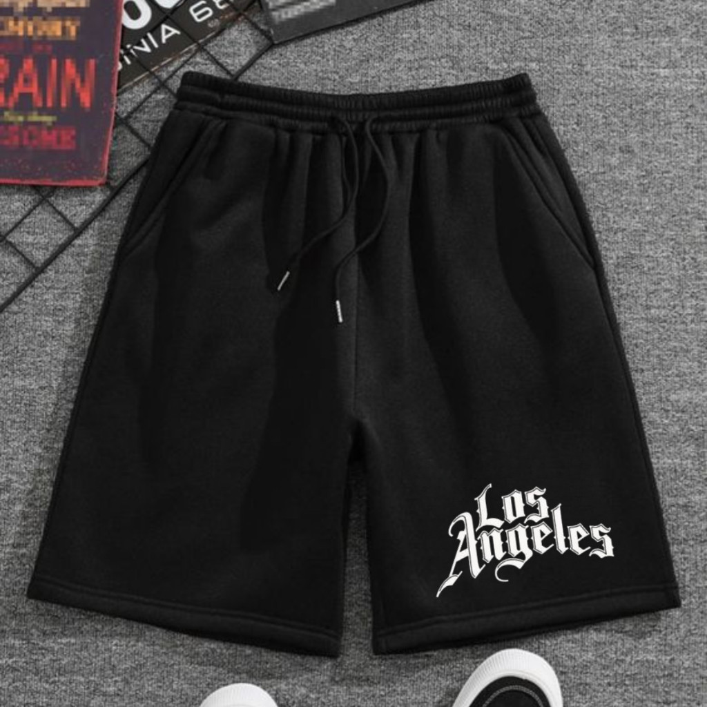Bermuda Moletom Premium Levinho Estilo Oversized Larguinho Los Angeles Short masculino linha premium