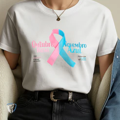 Camiseta Feminina Outubro Rosa e Novembro Azul | Conscientização