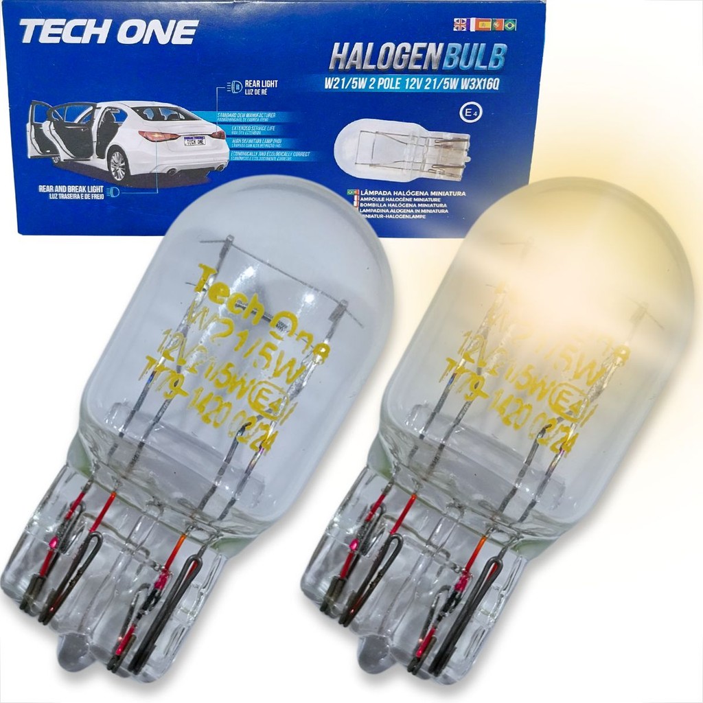 KIT PAR 2 LAMPADAS AUTOMOTIVA T20 2 POLOS HALOGENA 12V 7443 W215W W3X16Q