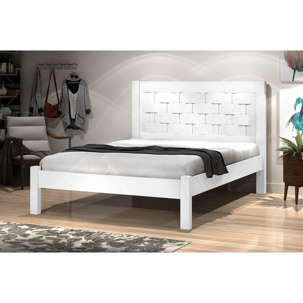 Cama Laila Casal Estrutura em MDF  Branco em Oferta na Shopee