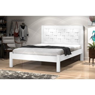 Cama Laila Casal Estrutura em MDF  Branco em Oferta na Shopee