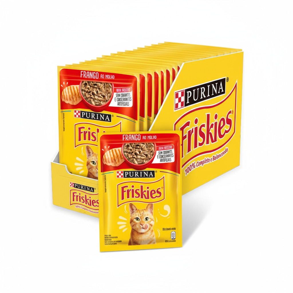 Friskies Sachê Gatos Adultos Frango ao Molho 85g Kit 15Un