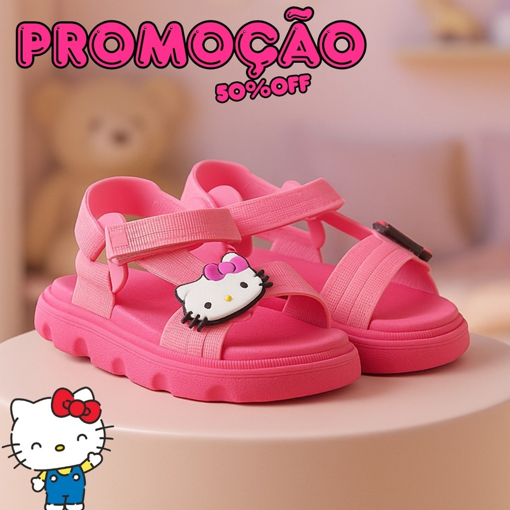 Sandália Papete Hello Kitty Menina Leve Prática e Segura em Oferta na Shopee