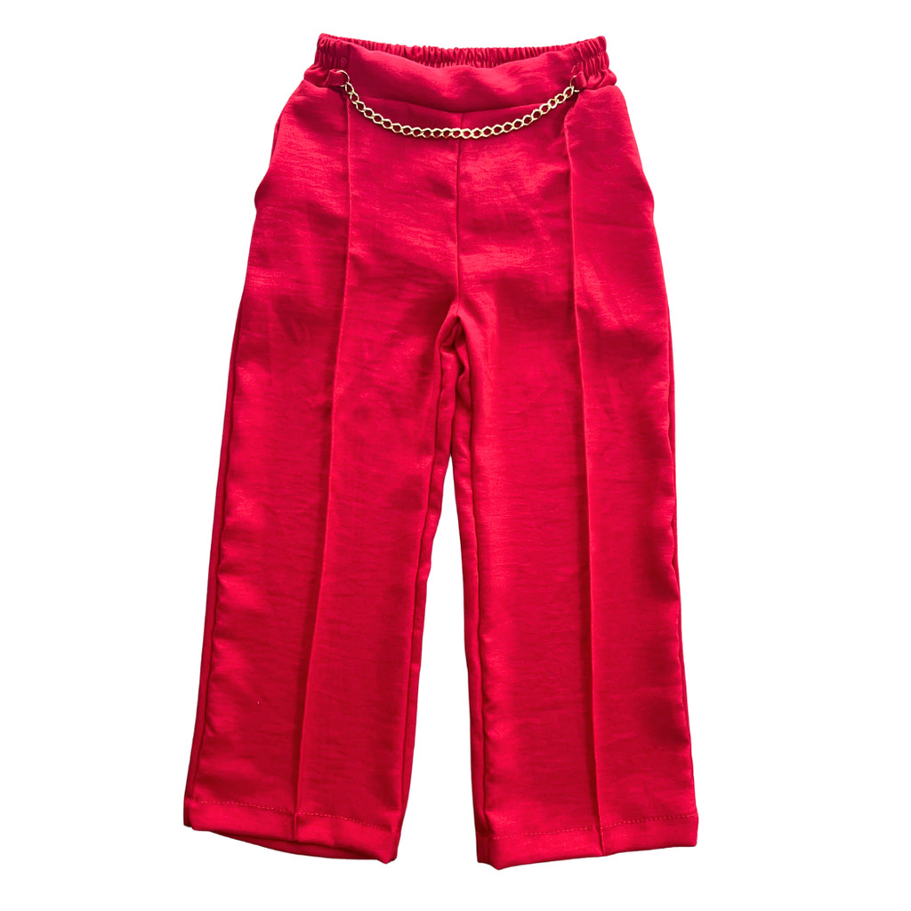 Calça Pantalona Infantil Feminina Duna com Corrente | Moda Kids Confortável Estilosa Festa