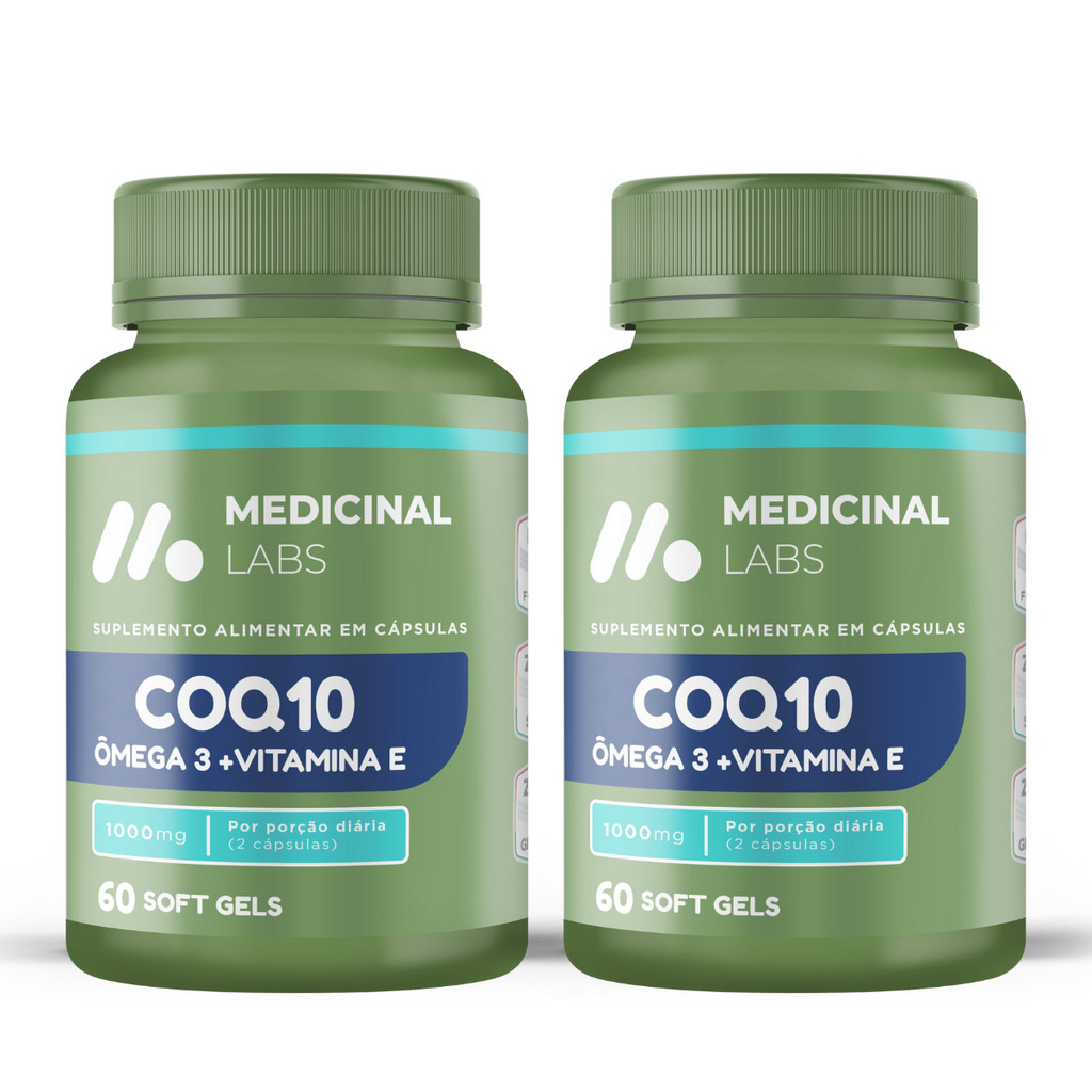 KIT 2 UN - COQ10 OMEGA 3 VITAMINA E 1000MG 60 SOFTGELS MEDICINAL LABS