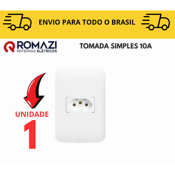 Tomada Simples 10A canoa romazi e Interruptores linha canoa romazi / 10A / 20A / Paralelo / Tomada