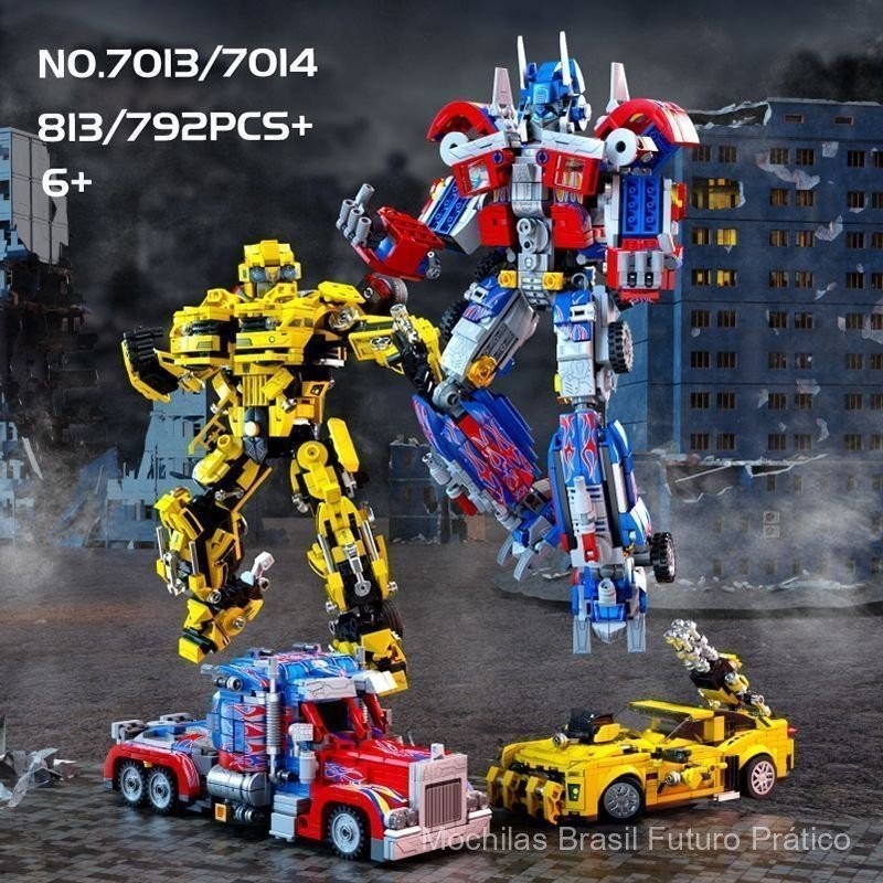 Compatível com Blocos de Construção LEGO Transformando Bumblebee King Kong Optimus Prime Carro Robô Mecha para Meninos M
