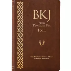 Bíblia King James Fiel 1611 | Concordância e Pilcrows | Capa Luxo Marrom