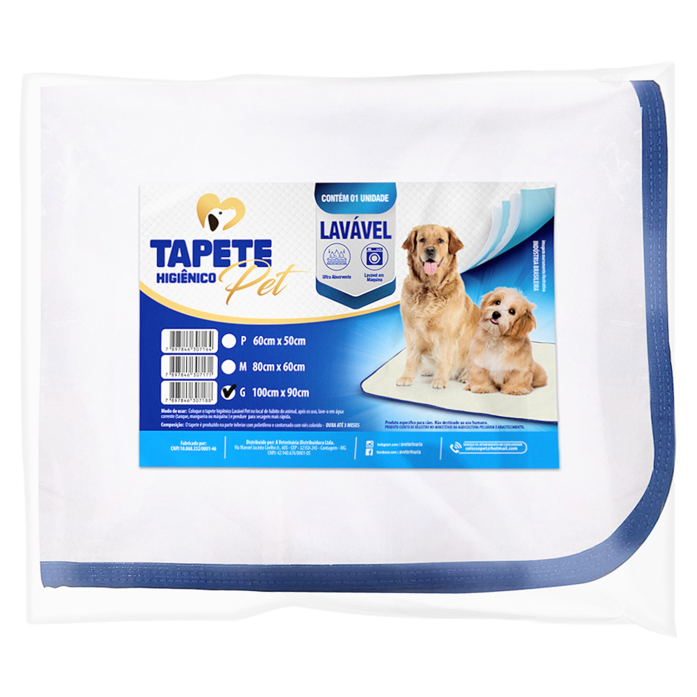 Tapete Higienico Lavavel Pet Grande 100x90 cm para Caes Ultra Absorvente Reutilizavel