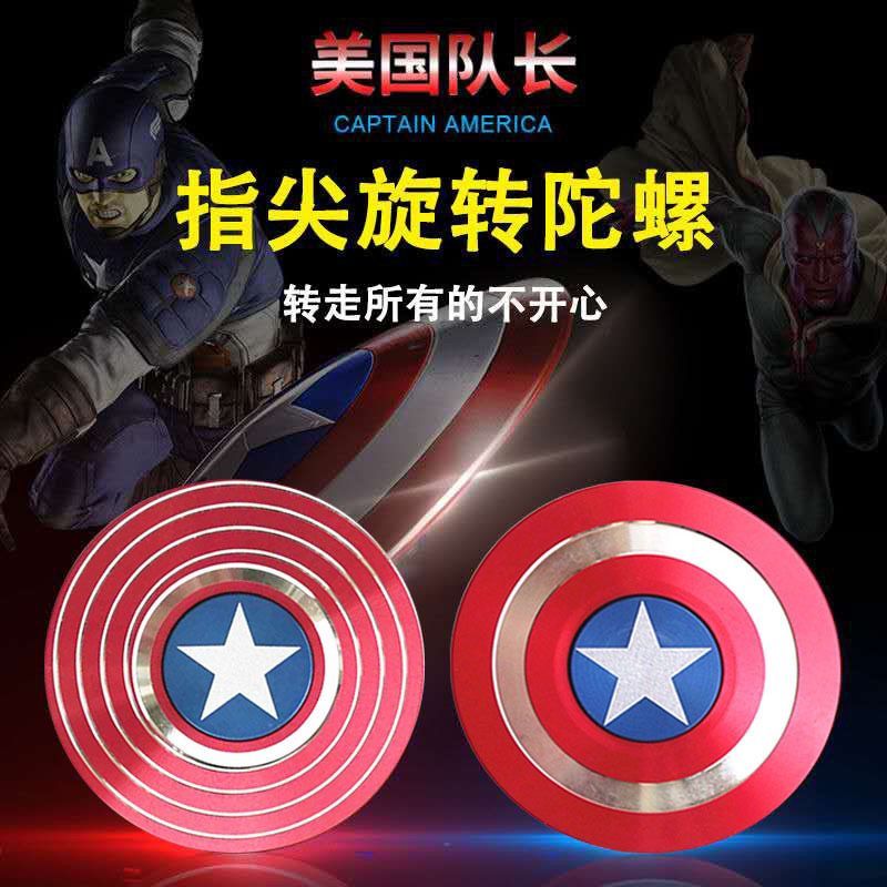 Brinquedo Fidget Spinner de Liga Metálica com Escudo do Capitão América, Brinquedo Antiestresse de Metal do Homem-Aranha