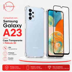 Capa Capinha Anti Impacto Compatível Com Galaxy A23 E/OU Película 3D Vidro Temperado