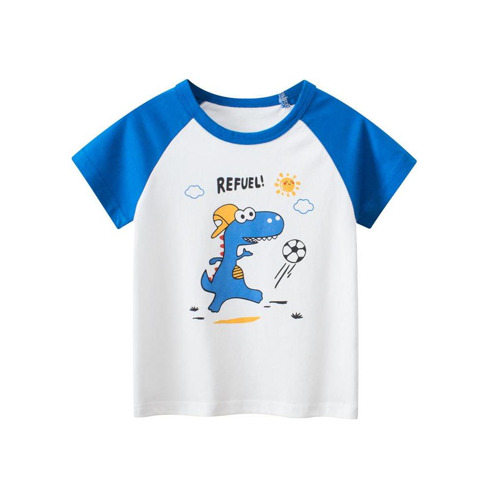 27 crianças marca puro algodão dos desenhos animados dinossauro crianças camiseta de manga curta 2026 verão novo estilo 