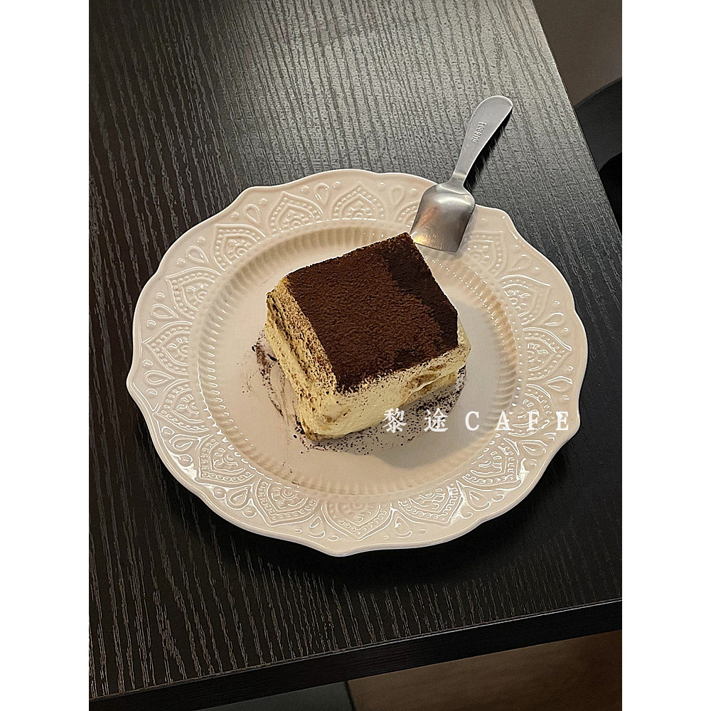 Ins francês Retro luz em relevo renda placa de cerâmica de alto valor prato de comida ocidental prato de café da manhã s