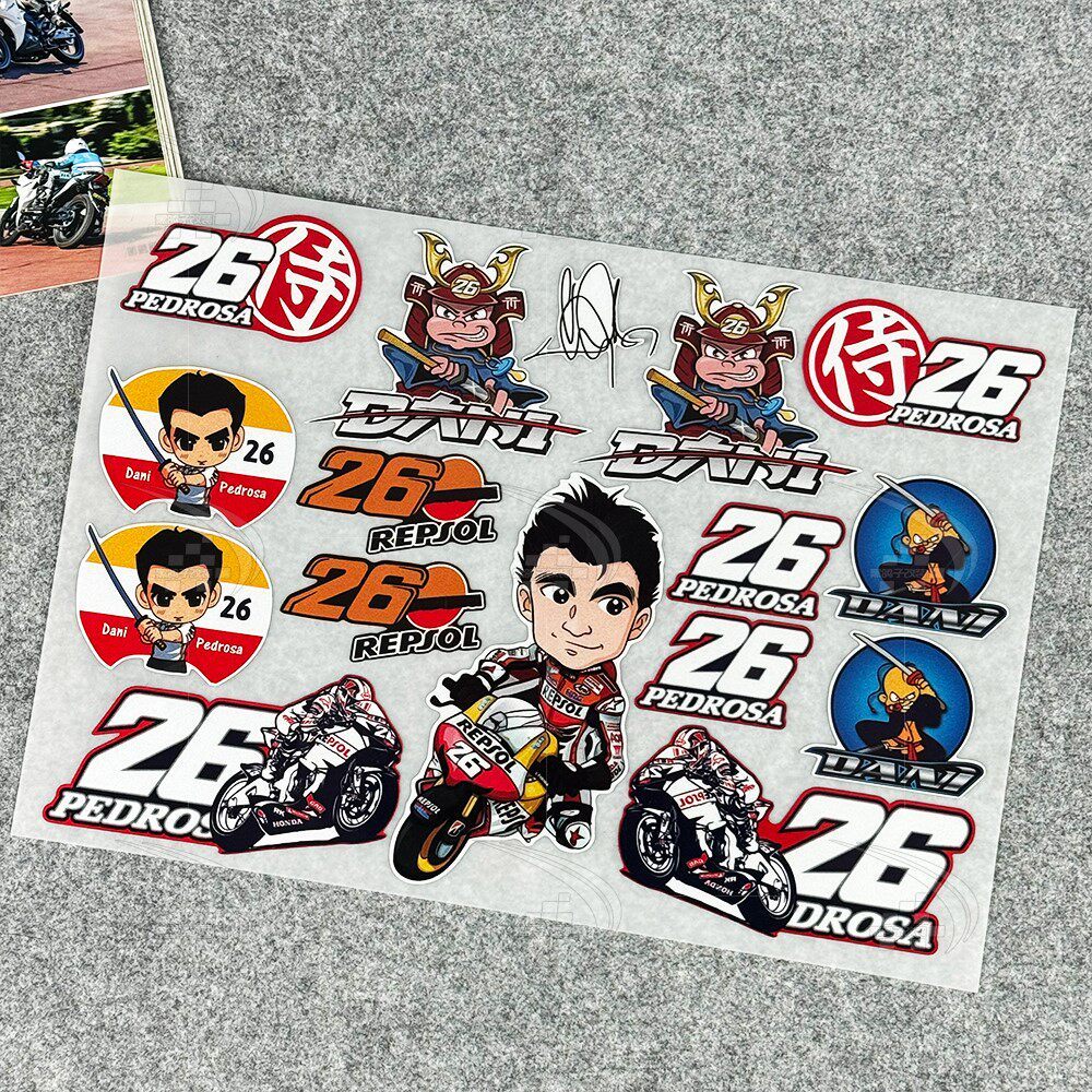 [Estoque pronto] Adesivos refletivos para motocicleta Decalques de patrocinador Decalques para capacete Pedrosa Adesivos