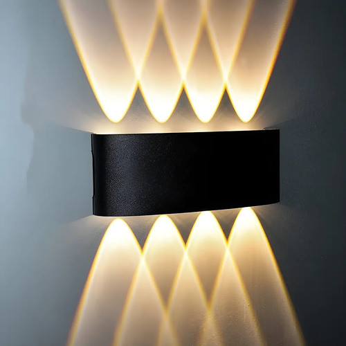 Arandela Led 8w Preta Retangular 2 Focos Luz Branco Quente