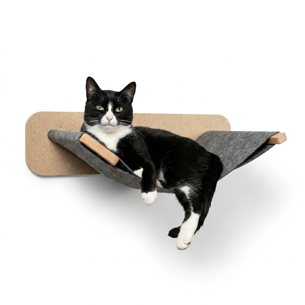 Caminha Suspensa Para Gatos Com Rede MDF Reforçado 15mm Cama De Parede Resistente Confortável