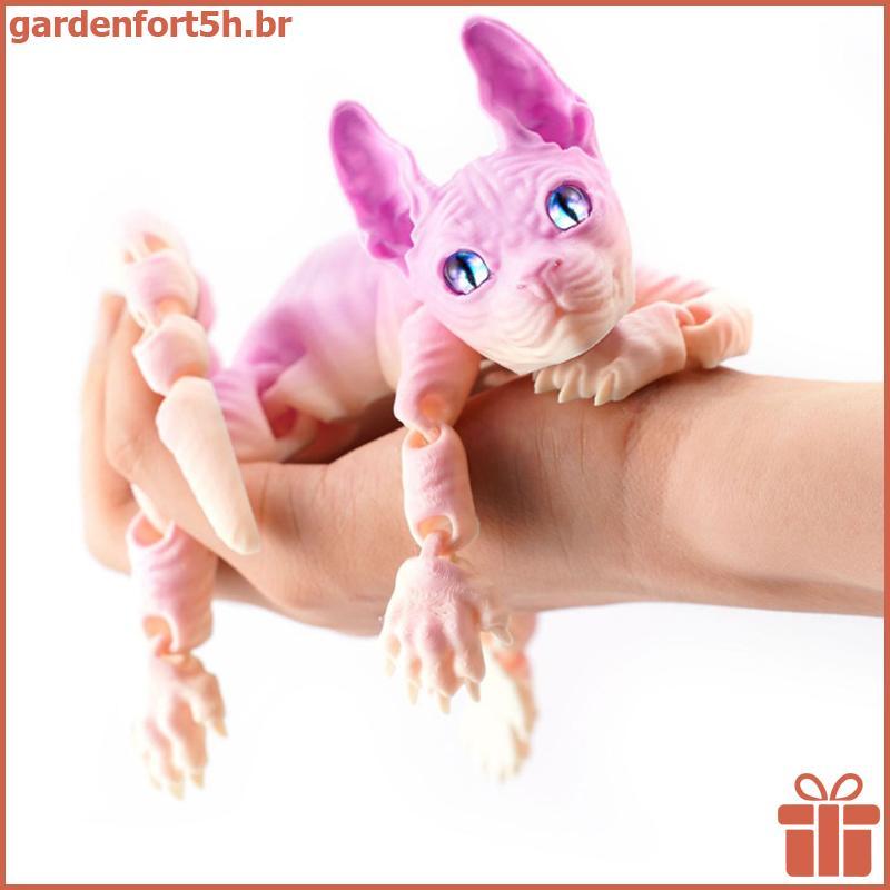 GARDE 3D Impresso Sphynx Gato Animal Brinquedo Realista Estatueta Sem Pêlos Para Amante Coletor Decoração De Casa ,