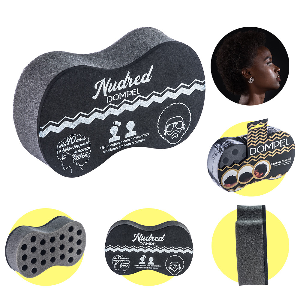 Esponja Nudred Buchinha de Enrolar Cabelo Profissional Dompel Afro Style