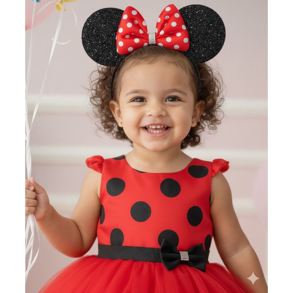 Vestido Banana Club Minnie/Minie Vermelha Bolinhas Poa
