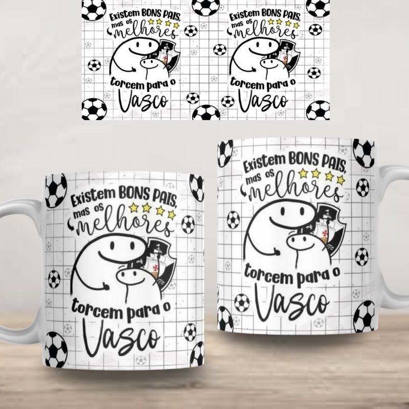 Xícara Caneca Personalizada Dia dos Pais Existem varios Pais mas os melhores torcem para o Vasco Xícara Presente Lembran