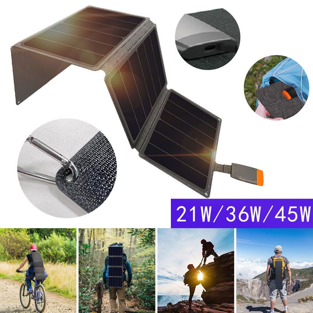 Painel de Carregamento Solar Dobrável de 36W, Carregador Portátil para Celulares e Tablets, Pacote Fotovoltaico Laminado