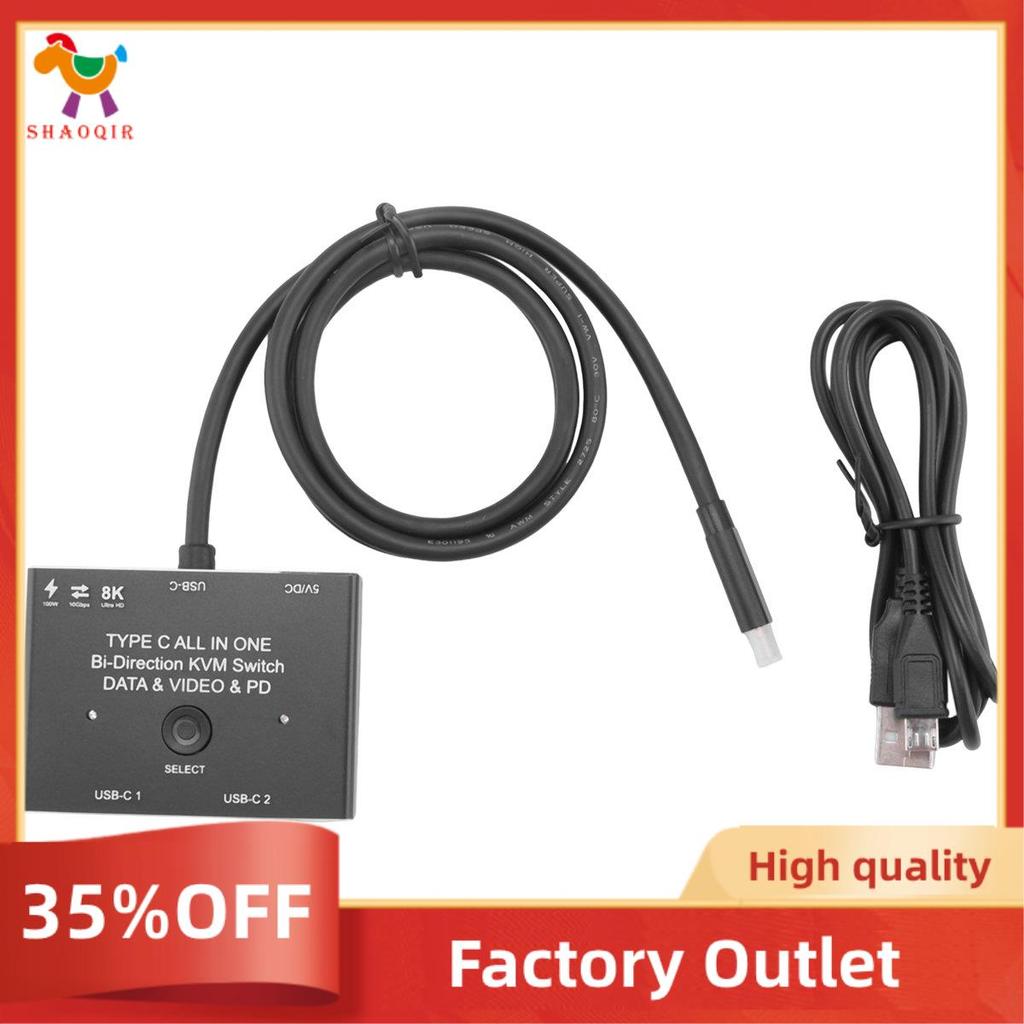 KVM USB C Switch Bidirecional 1X2/2X1 3.1 Splitter Data Video Switcher 8K @ 30Hz PD 100W Para Monitor De PC Celular