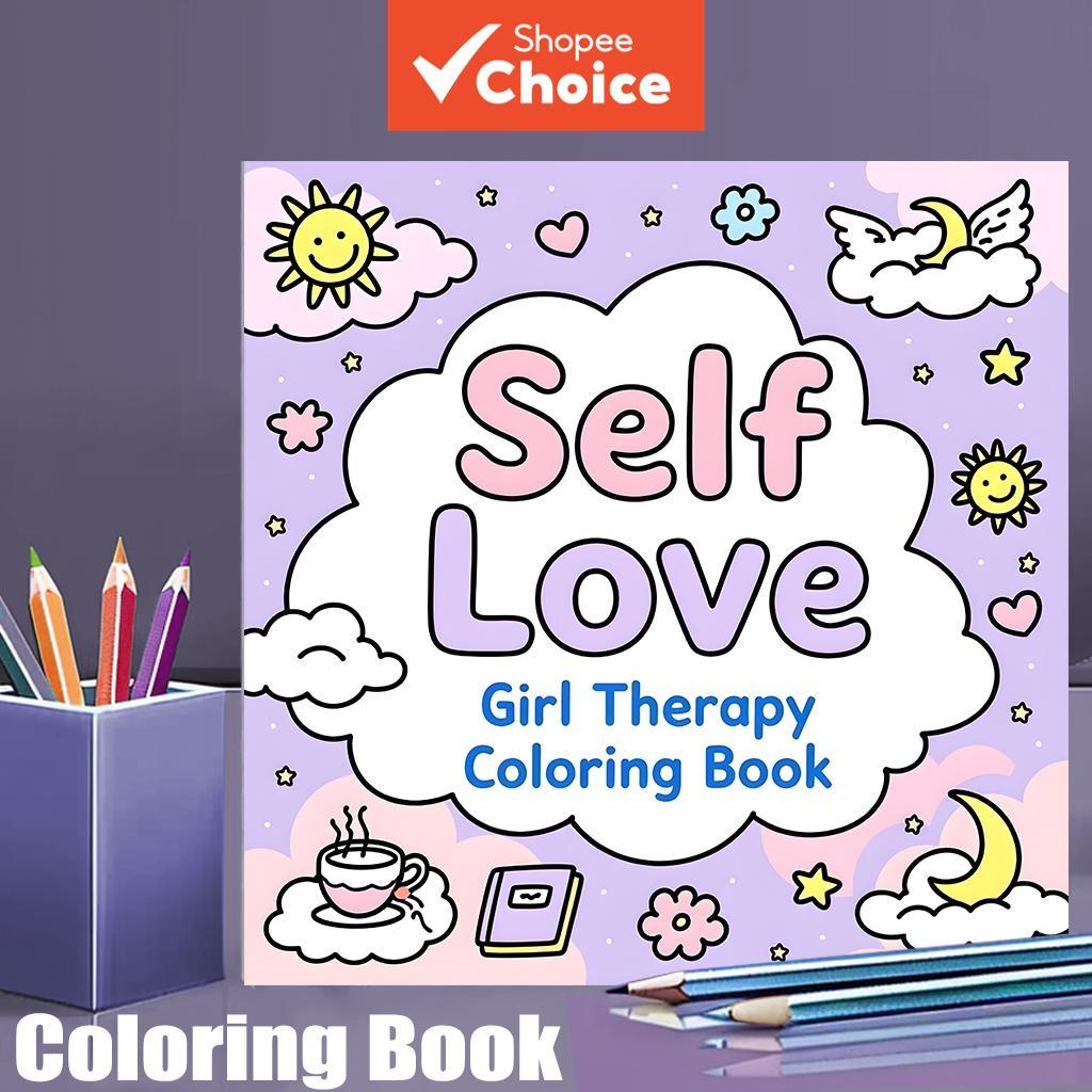 28 Páginas Livro de Colorir Fofo sobre Amor-Próprio para Adultos Reduzir o Estresse | Livro de Colorir para Alívio do
