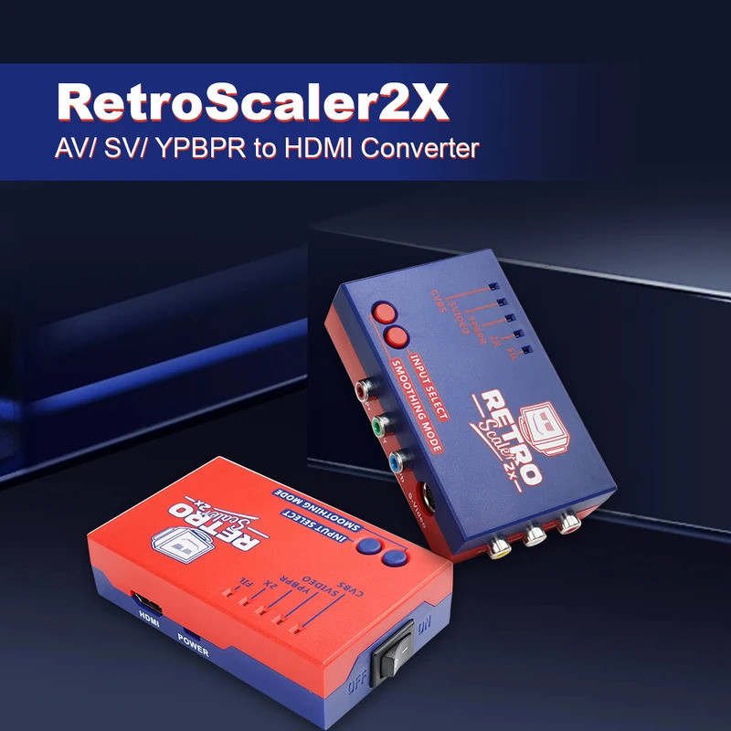 Conversor e duplicador de linha RetroScaler2x AV para HDMI compatível para consoles de jogos retrô PS2 N64 NES Dreamcast