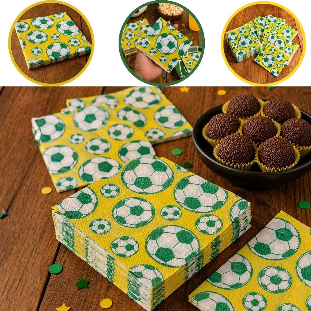 50~500 GUARDANAPOS FESTA FUTEBOL AMARELO COPA 19,5 X 21,5CM (VALE) CHOCO