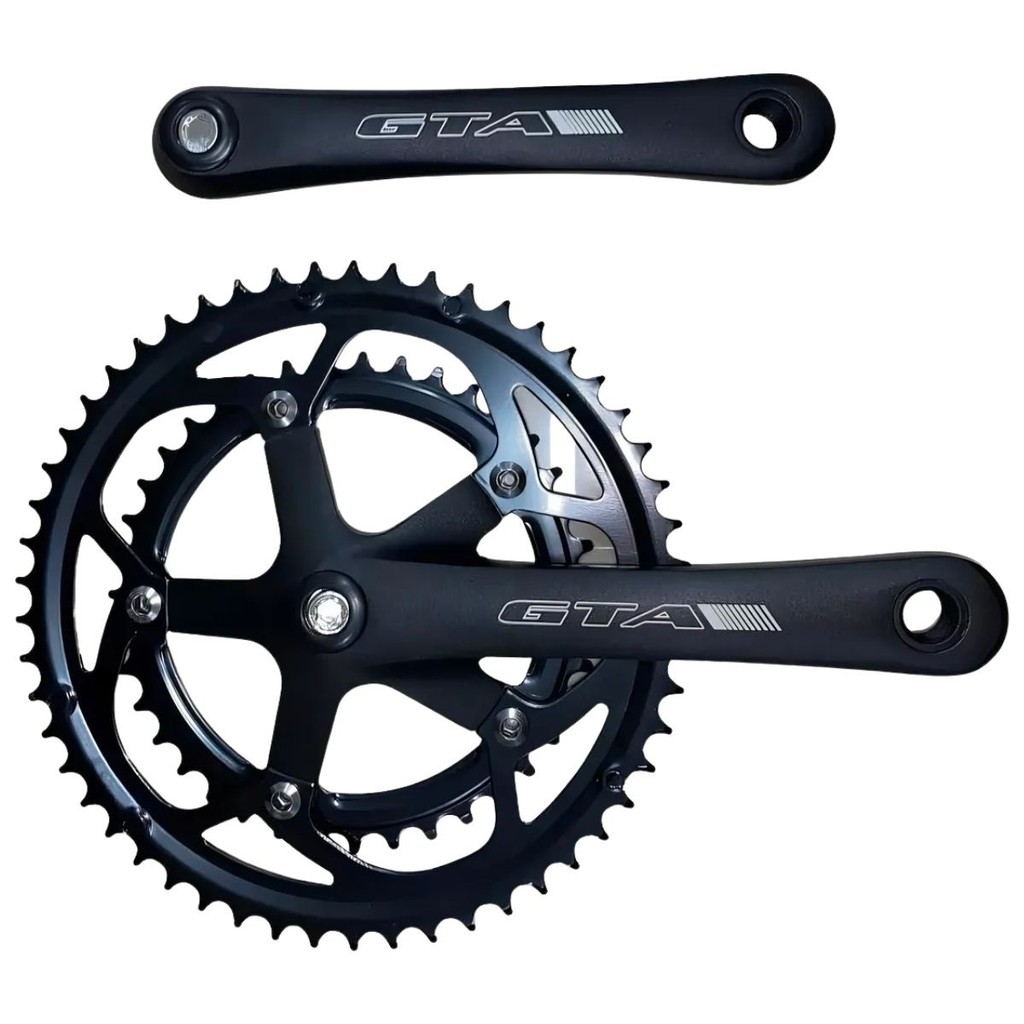 Pedivela Duplo Bike Speed Alumínio 170mm 39/53D Gta Caloi 10 Compatível 7 a 10v Ponta Quadrada