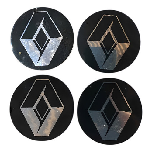 Kit Emblema Adesivo Miolo Calota Roda Renault Autocolante Preto