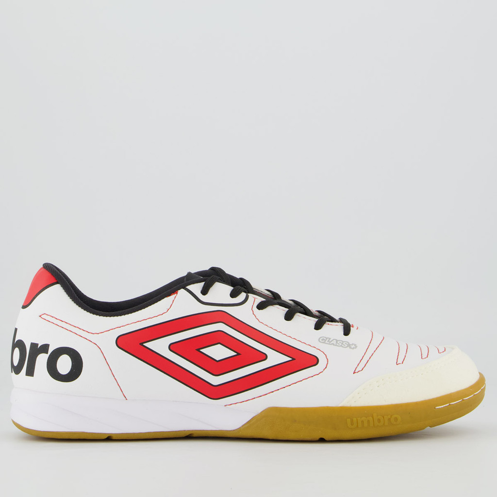 Chuteira Umbro Class+ Futsal Branca e Vermelha