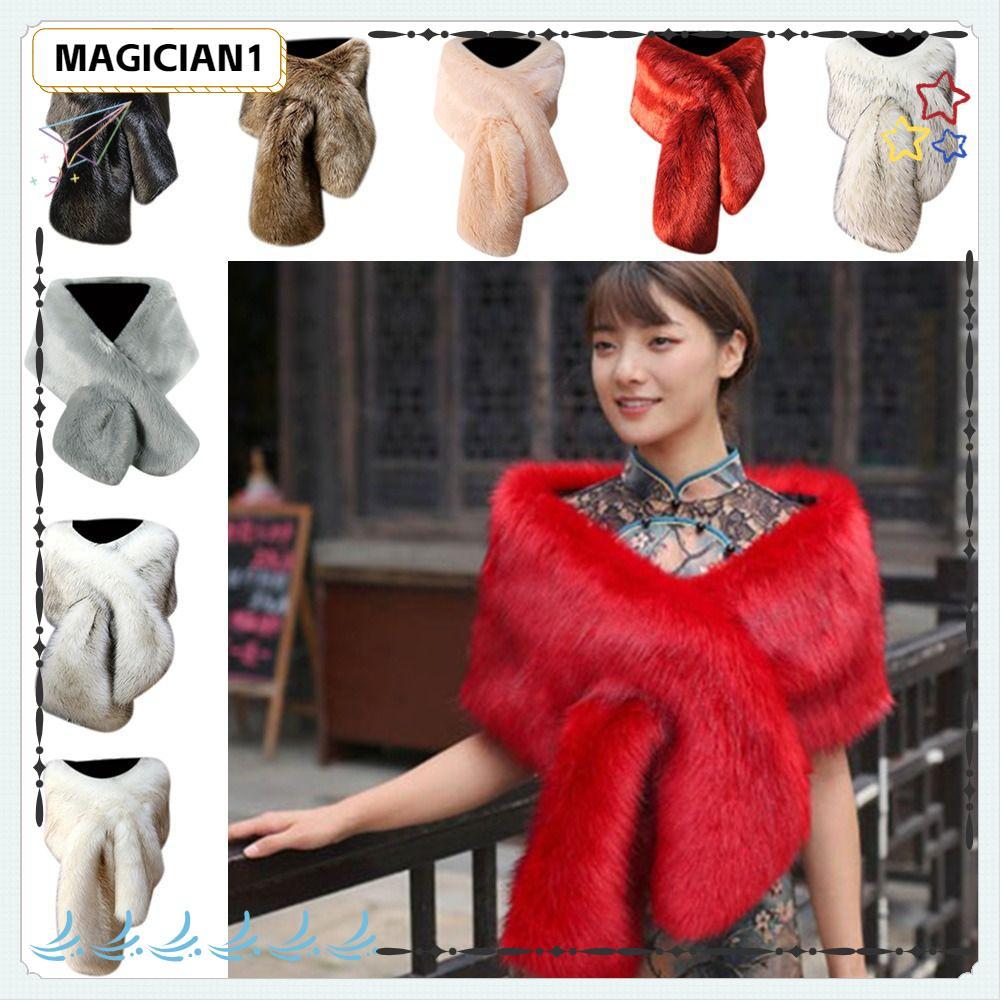 MAGICIAN Xale Feminino De Pele Sintética , Estola Longa , Casaco De Noite , Cachecol Longo De Inverno , Acessórios De Ro