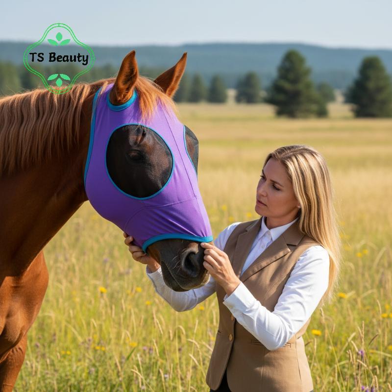 TS FASHION 1pc Máscara Facial De Cavalo Bug Eye Fly Mesh Equino Anti Insect Stretch Equipamento De Proteção Para Pasto E