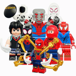 Através Da Aranha-Verse Mutante Milhas Morales Peni Parker Gwen Stacy Spot Homem Bloco Figuras Brinquedos