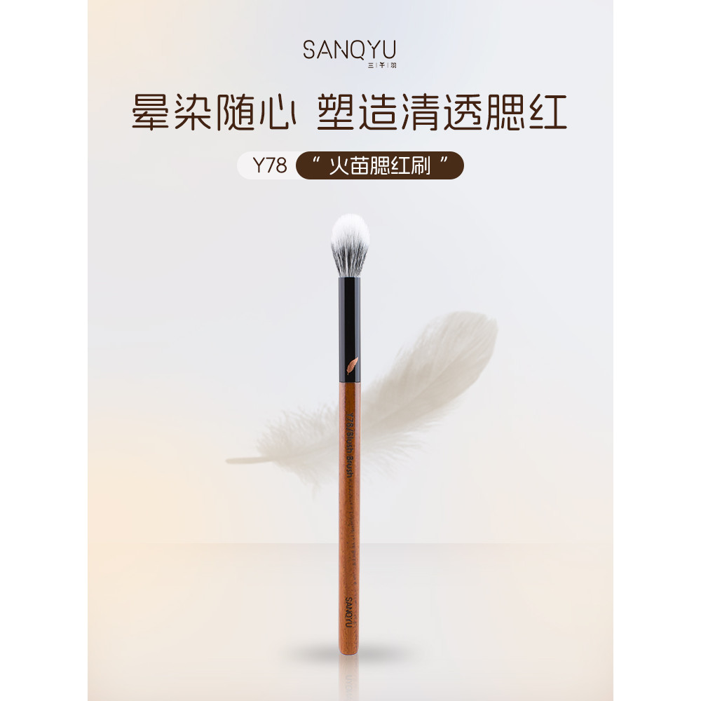 Sanqiyu Y78 Flame Blush Brush Dot Color Brush Multifuncional Destaque Parcial Fixador de Maquiagem Pincel de Maquiagem E