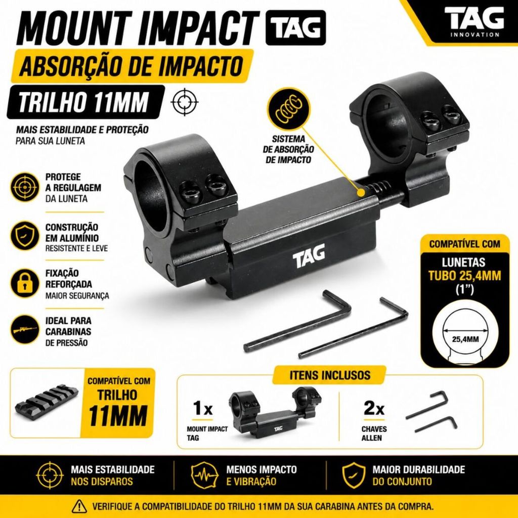 Mount Impact TAG Absorção de Impacto LUNETA 11mm