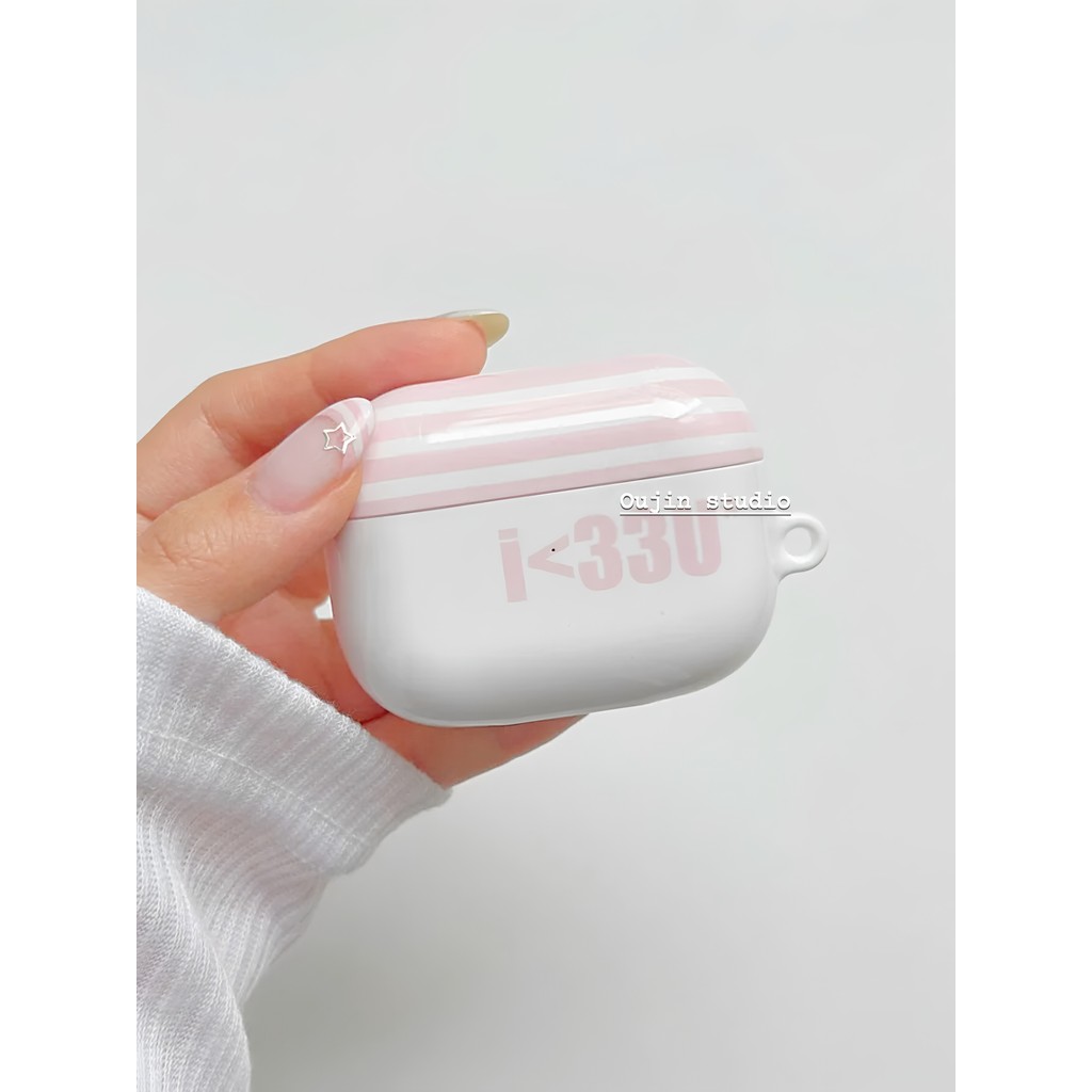 Filme de revestimento importado da Coreia do Sul Leite suave Branco Rosa Listras i330 Fone de ouvido Bluetooth sem fio C