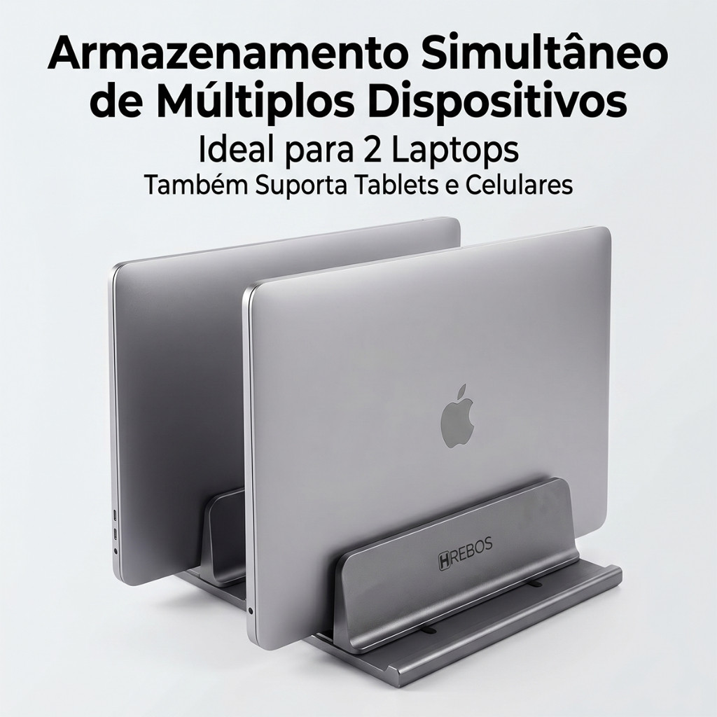 HREBOS Suporte vertical notebook liga alumínio almofada silicone antiderrapante economiza espaço
