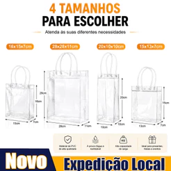 KIT 20/40 sacos de Presente de Pvc Transparente Com alça, adequado para sacos de embalagem de festa