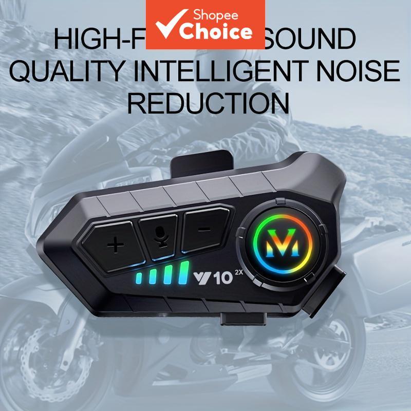 Y10 Fones De Ouvido Microfone Macio Capacete Da Motocicleta Interfone Redução Ruído 2 Piloto 300M Comunicação Bluetooth