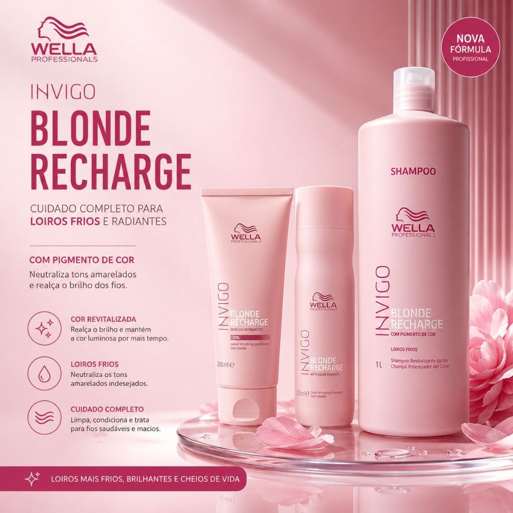 Wella Invigo Blonde Recharge Original | Escolha Sua Opção: Shampoo 1L/250ml ou Condicionador 200ml Para Loiros