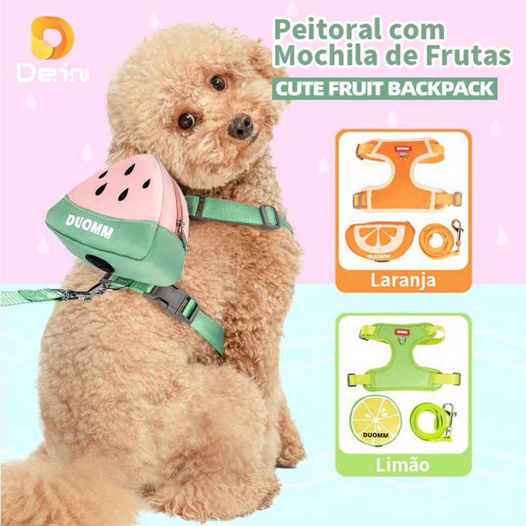 Peitoral para Cães com Mochila Frutas Colete Ajustável Guia Conforto Segurança Passeio Pet em Oferta na Shopee