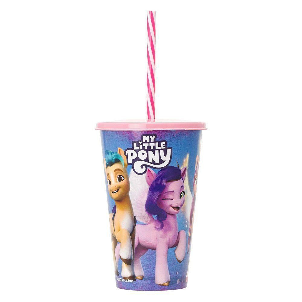 Copo Com Canudo E Tampa Decorado 580ml My Little Pony Decorado Pony